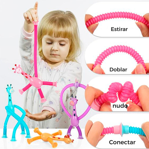 Pop Tubes Tubos Antiestres Juguete Sensorial Jirafa Elastico