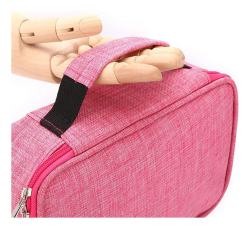 Estojo colorido de alta capacidade de 72 slots com zíper rosé, conforme descrito