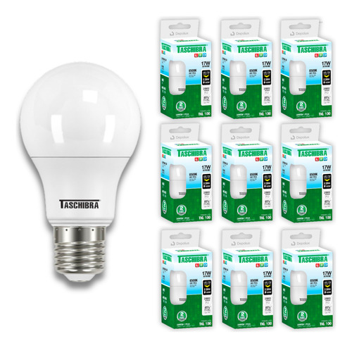 Lâmpada Led Bulbo 17w Kit Com 10 Pçs Taschibra