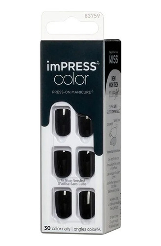 Uñas Artificiales Impress Color All Black 30un