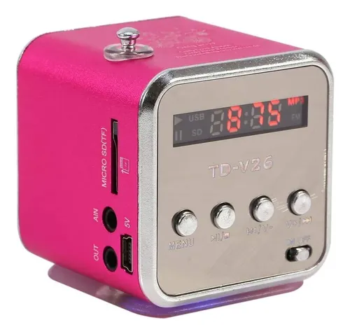 Mini Alto-falante Portátil Yoidesu Td-v26 Rádio Fm Rosa Rosa 127v...