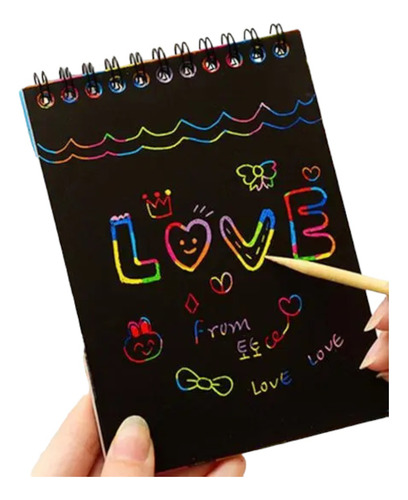 40 Pz Libreta Mágica Rainbow Scratch Note Kawaii Arcoiris