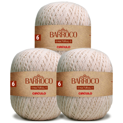 Fio Barroco Natural N°6 700 Gramas Kit 03 Unidades Círculo
