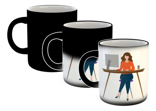 Taza Magica Computadora Trabajo Mujer Empresa Office