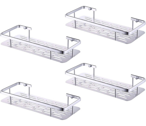 Pack X4 Estante Rectangular Ducha Baño Acero Inox C/ Baranda