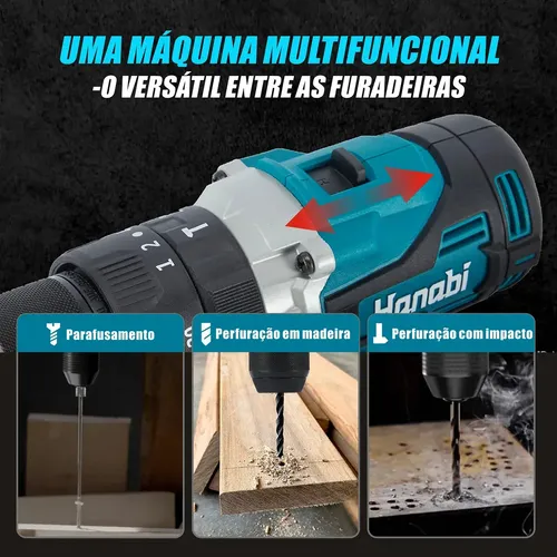 Parafusadeira Furadeira Impacto Brushless 4ah 80nm Maleta21v
