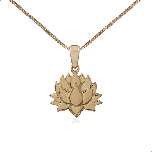 Pingente Flor De Lotus Prata 925 Banhado Ouro 18k 32071501