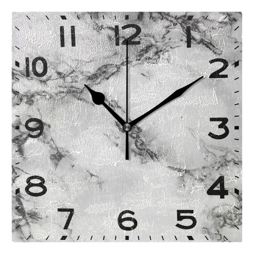 Reloj De Pared Cuadrado Con Estampado De Mármol Blanco 3d, 8