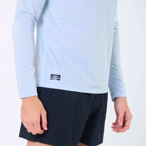 Remera Manga Larga Hombre Saucony Stopwatch Graphic Blue