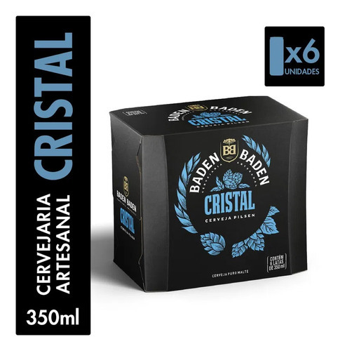 Pack 6un Cerveja Baden Cristal Lata 350ml