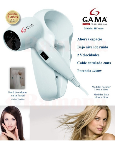 Secador De Pelo Base Pared Gama Diffusion Ideal Hotel Baño