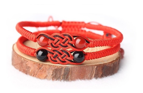 Par Pulseras Parejas Tejidas B100a Novios Hilo Rojo Infinity