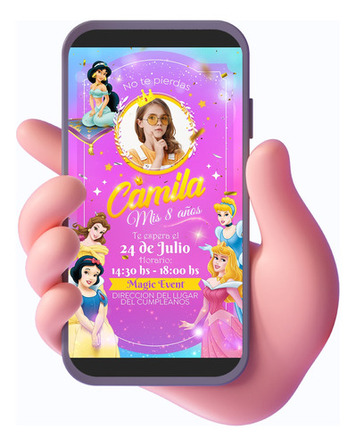 Invitación Digital - Princesas De Disney- Premium