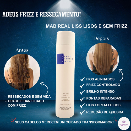 Shampoo Mab Real Liss 300ml Antifrizz E Reparação De Pontas