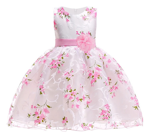 Vestido Abullonado De Encaje Con Flores Para Niña, Disfraz D