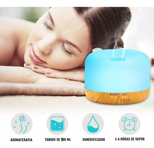 Humidificador Difusor Bamboo Ultrasonico 300ml 7 Colores Color Blanco