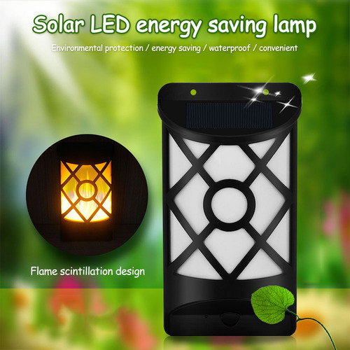 Lámpara De Pared Led Solar Con Efecto De Llamas P/exterior