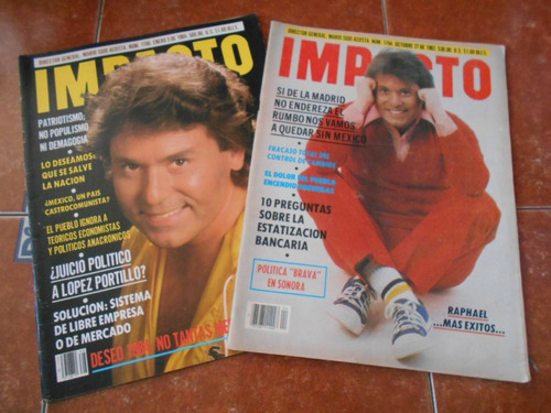 Lote De 2 Revista Impacto Raphael Divo De Linares 80s Raras