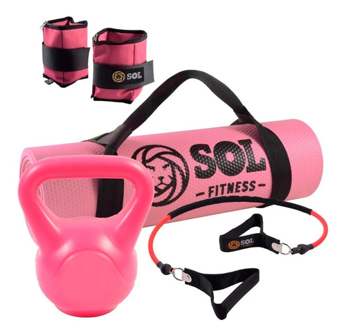 Sol Fitness Mat Yoga + Tobillera 2kg + Pesa Rusa 2kg + Banda