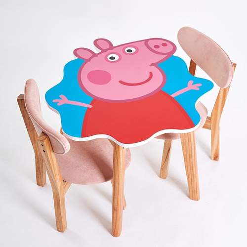 Mesa Infantil + 2 Sillas Madera Peppa Pig  Diseño Calidad