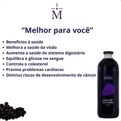 Suco De Uva Integral Natural Mitto 1 Litro 100% Extra Virgem