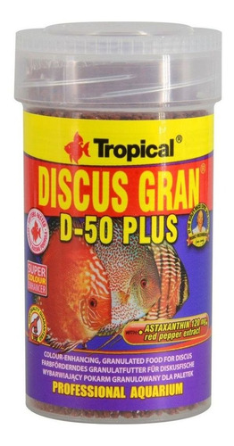 Ração Tropical Discus Gran D-50 Plus 44g Para Acaras Discos