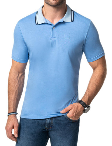 Camiseta Polo Felipe Azul Para Hombre Croydon