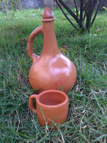 Linda Moringa Botija De Barro Água Fresca Ceramica + Copo