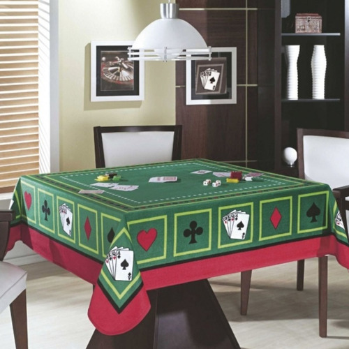 Mantel Estampado Cassino Poker Cubierta Cuadrada 140x140cm 
