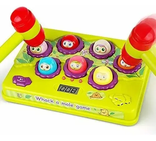 Juego De Golpear Topos Con 2 Martillos, 16 Topos Y 5 Modos – Educativo Con Luces, Sonido Y Pantalla LCD Para Niños