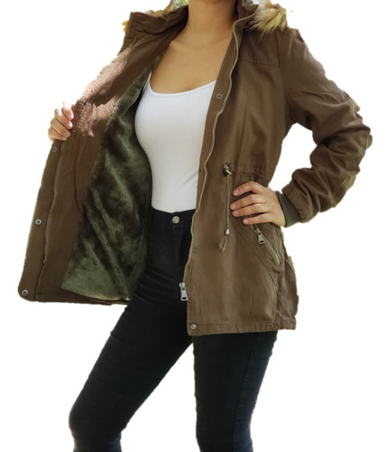 Chaqueta Gabardina Mujer. Forro Piel. S A Xxl. 6 Colores