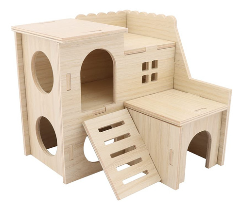 Tiny Hamster Maze Wood House Fun Slide House - Casa De Dos P