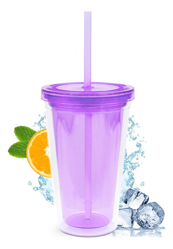 Termos Vasos Térmicos Multicolores Con Popote Prácticos Moda