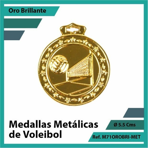 Medallas Deportivas De Voleibol Metalica Oro M71orobri