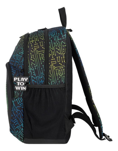 Mochila Xtrem Hopper Negra Gamer Urbana Escolar Reforzada Color Negro Diseño De La Tela Liso