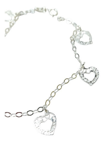 Imagen 3 de 5 de Pulsera Del Amor Con Corazónes En Plata Ley 925