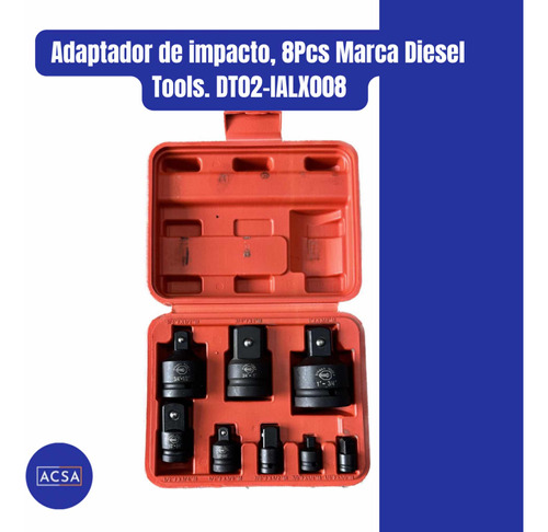 Adaptador De Impacto 8pcs Marca Diesel Tools