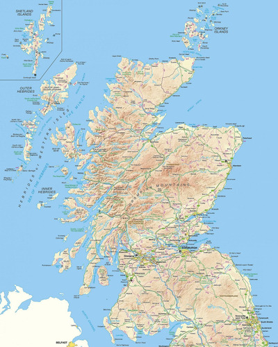 Mapas De Escocia 80x100 Bastidores Impresos En Tela Canvas 