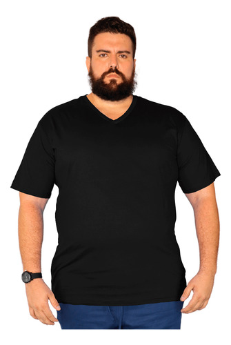 Camiseta Big Moda Plus Size Masculina Gola V Multi Cores