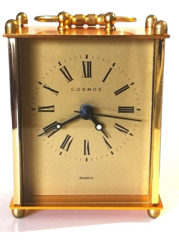 Reloj De Mesa Despertador Cája De Laton Cosmos C/n° Romanos