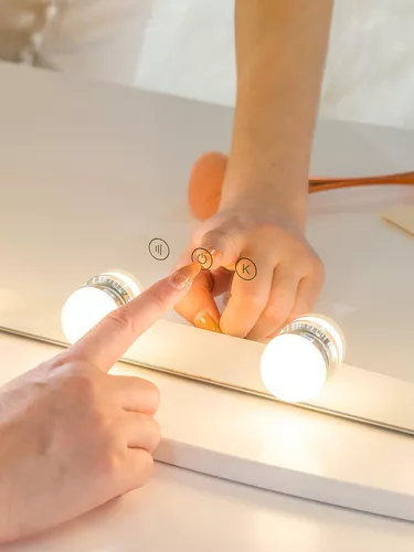 Espejo de tocador Uxfurni para mesa, maquillaje, estilo Hollywood, espejo  con luz regulable, control táctil, 18 luces LED frías o cálidas