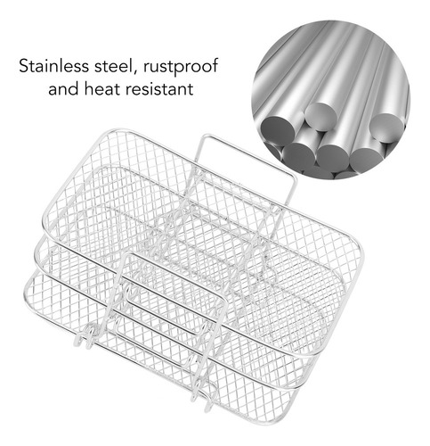 Freidora Apilable, 3 Capas, Parrilla De Acero Inoxidable, 3