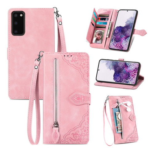 B Funda De Piel Con Estampado De Flores En Relieve Para