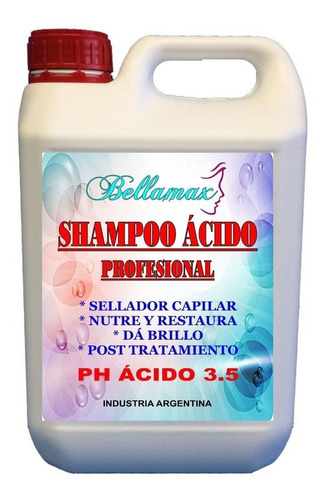 Bidon Shampoo Ácido Capilar Profesional Bellamax 5 Litros