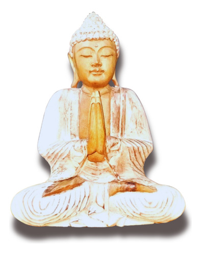 Escultura Buda De Madera Meditando 33cm