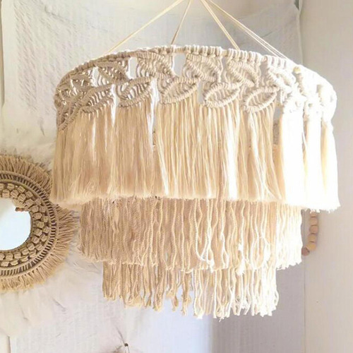 Pantalla De Lámpara De Macramé, Pantalla Bohemia 30cmx35cm