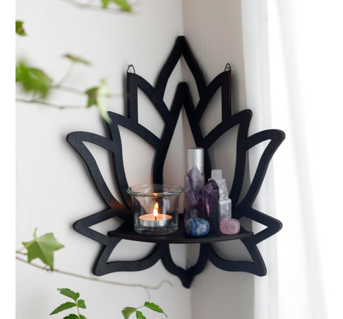 Lotus Corner Shelves - 2 Pcs Wall Corner Shelf Wooden Floati