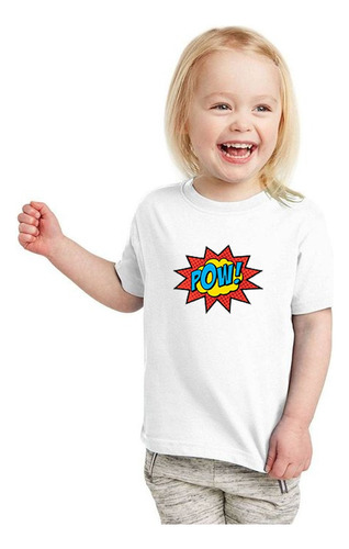 Remera Niño Niña Personalizada Pow Logo Marvel Historieta