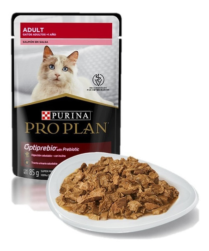 Imagen 3 de 8 de Proplan Gato Adulto Sabor Salmón Sobre Pouch De 85g