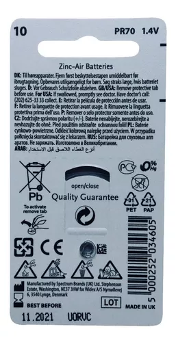 Pilas para Audífono # 13. Marca Widex Pr 48 1.4 V